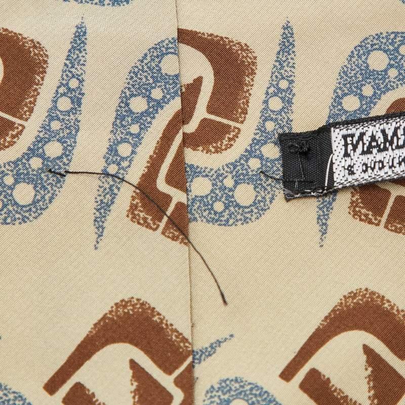 Beige Giorgio Armani Vintage Khaki Printed Silk Tie For Sale