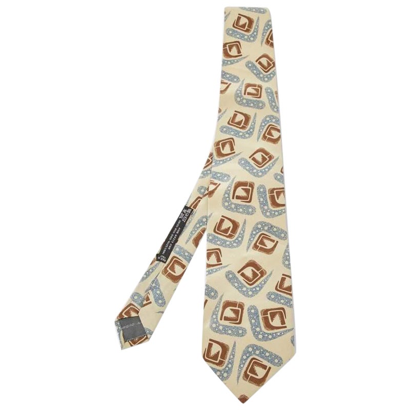 Corbata de seda estampada caqui Giorgio Armani Vintage