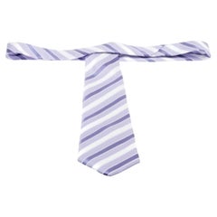 Giorgio Armani Vintage Lilac and White Diagonal Striped Silk Jacquard Tie