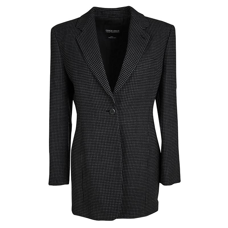 Black Giorgio Armani Vintage Monochrome Dotted Blazer and Skirt Set M