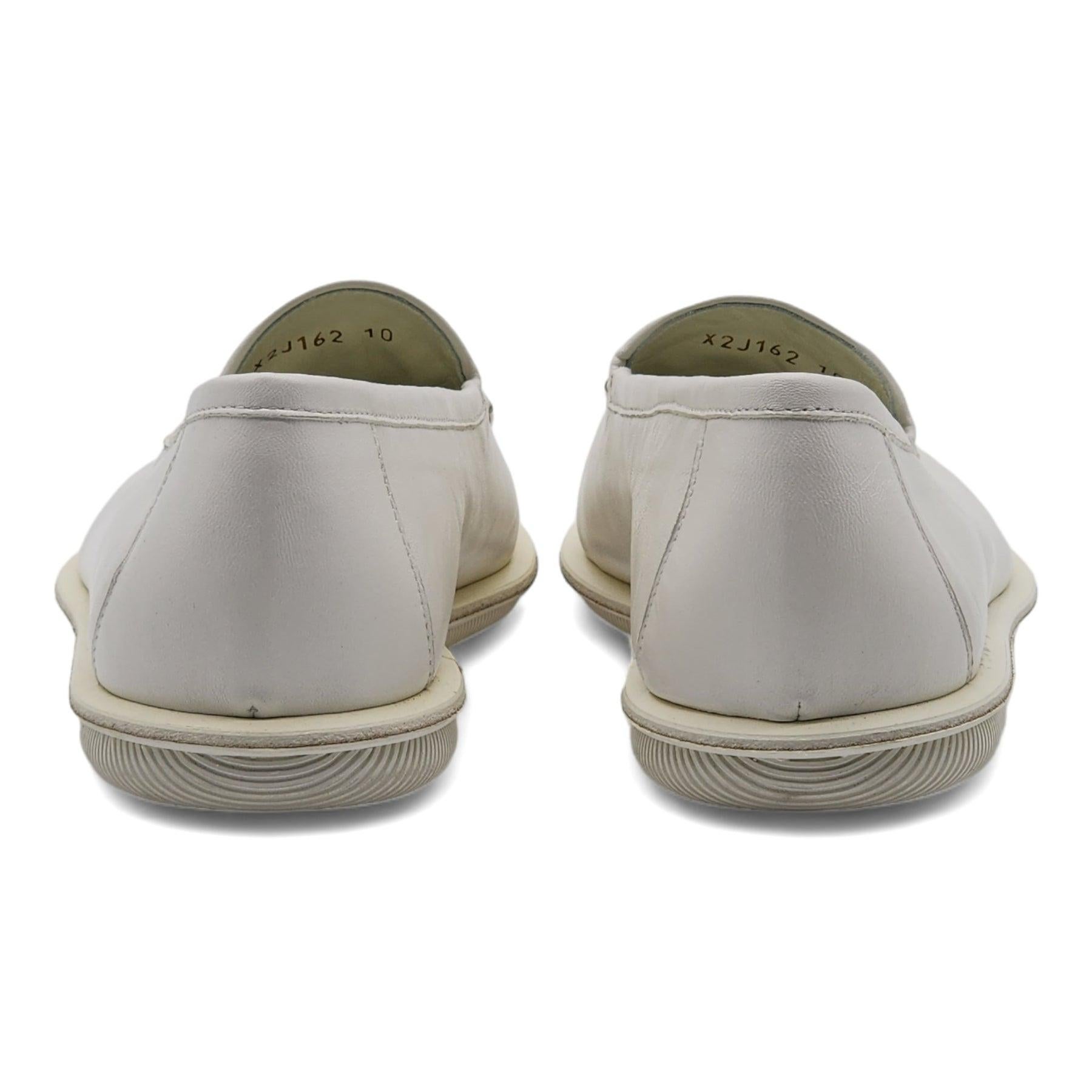 Gray Giorgio Armani Vintage Nappa Leather Loafers with Logo in White Size 11