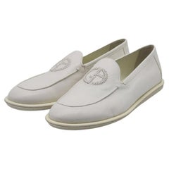 Giorgio Armani Vintage Nappa Leather Loafers with Logo in White Size 11