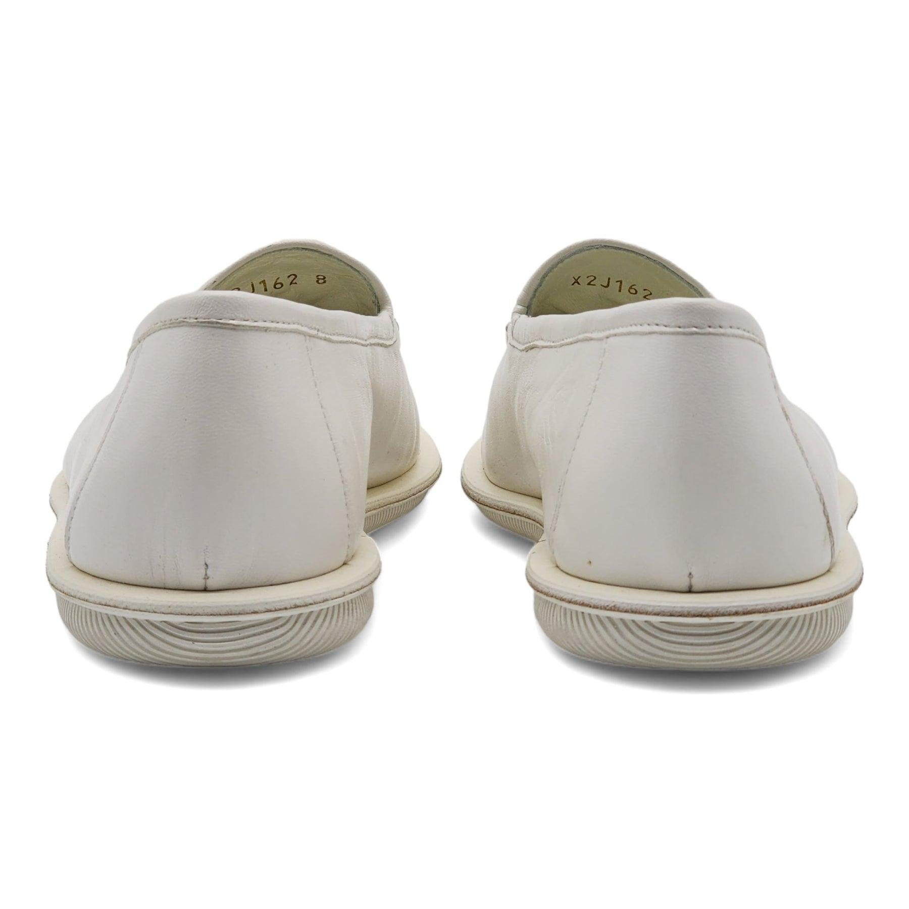 Gray Giorgio Armani Vintage Nappa Leather Loafers with Logo in White Size 9