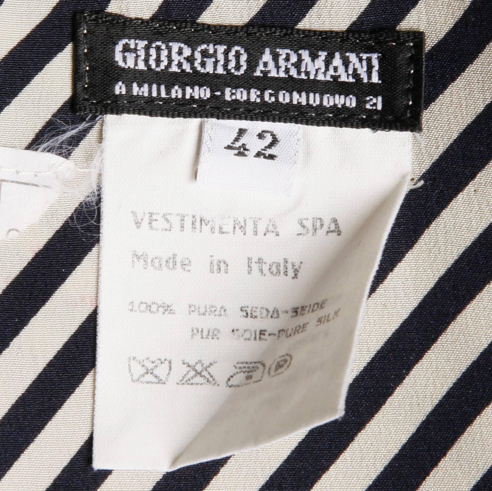 Giorgio Armani Vintage Navy + Beige Silk Striped Pants + Top 2-Piece Ensemble In Excellent Condition For Sale In Sparks, NV