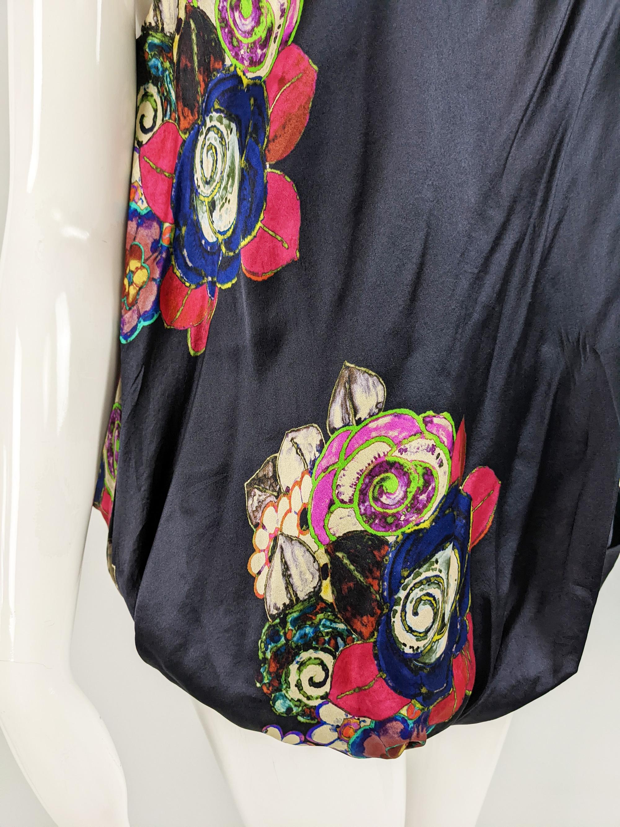 Giorgio Armani Vintage Navy Blue Silk Satin One Shoulder Evening Party Blouse For Sale 1