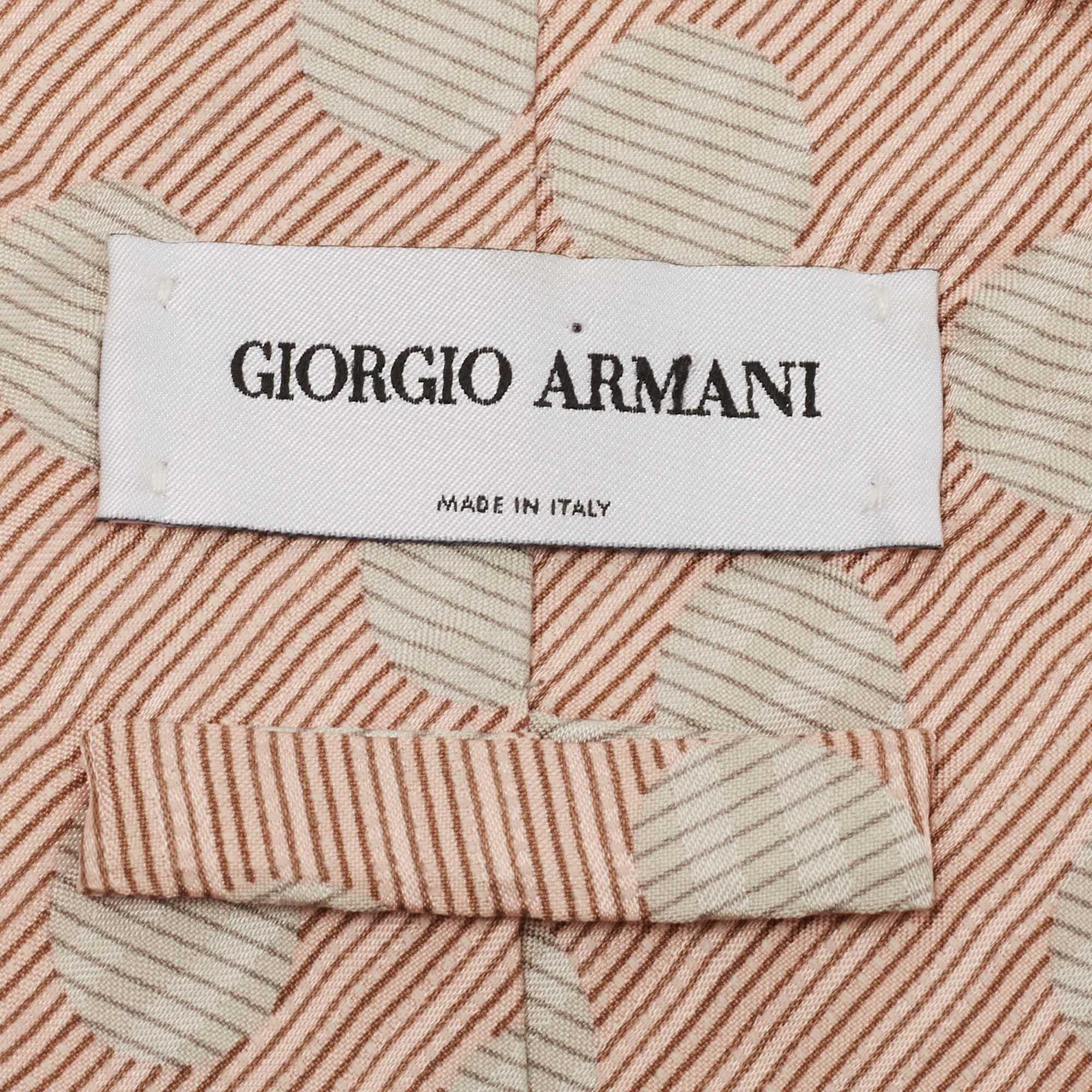 Beige Giorgio Armani Vintage Pale Pink Polka Dot Silk Tie For Sale