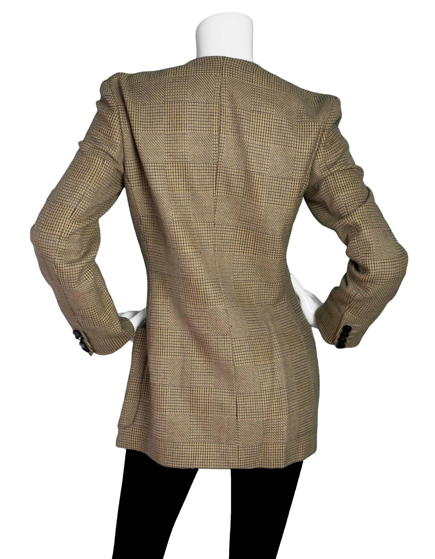 Brown Giorgio Armani Vintage Plaid Asymmetrical Jacket Sz IT42
