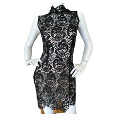 Giorgio Armani Vintage Sheer Guipure Lace Cocktail Dress with Underdress Slip