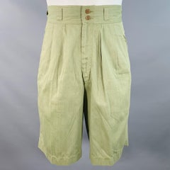 GIORGIO ARMANI Vintage Größe 30 Grün Sage Baumwolle hohe Taille plissiert Shorts