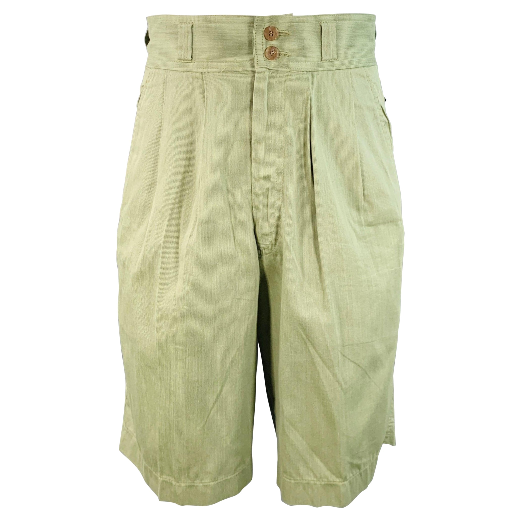 GIORGIO ARMANI Vintage Taglia 30 Greene & Greene Cotone Pantaloncini a Vita Alta Plissettati