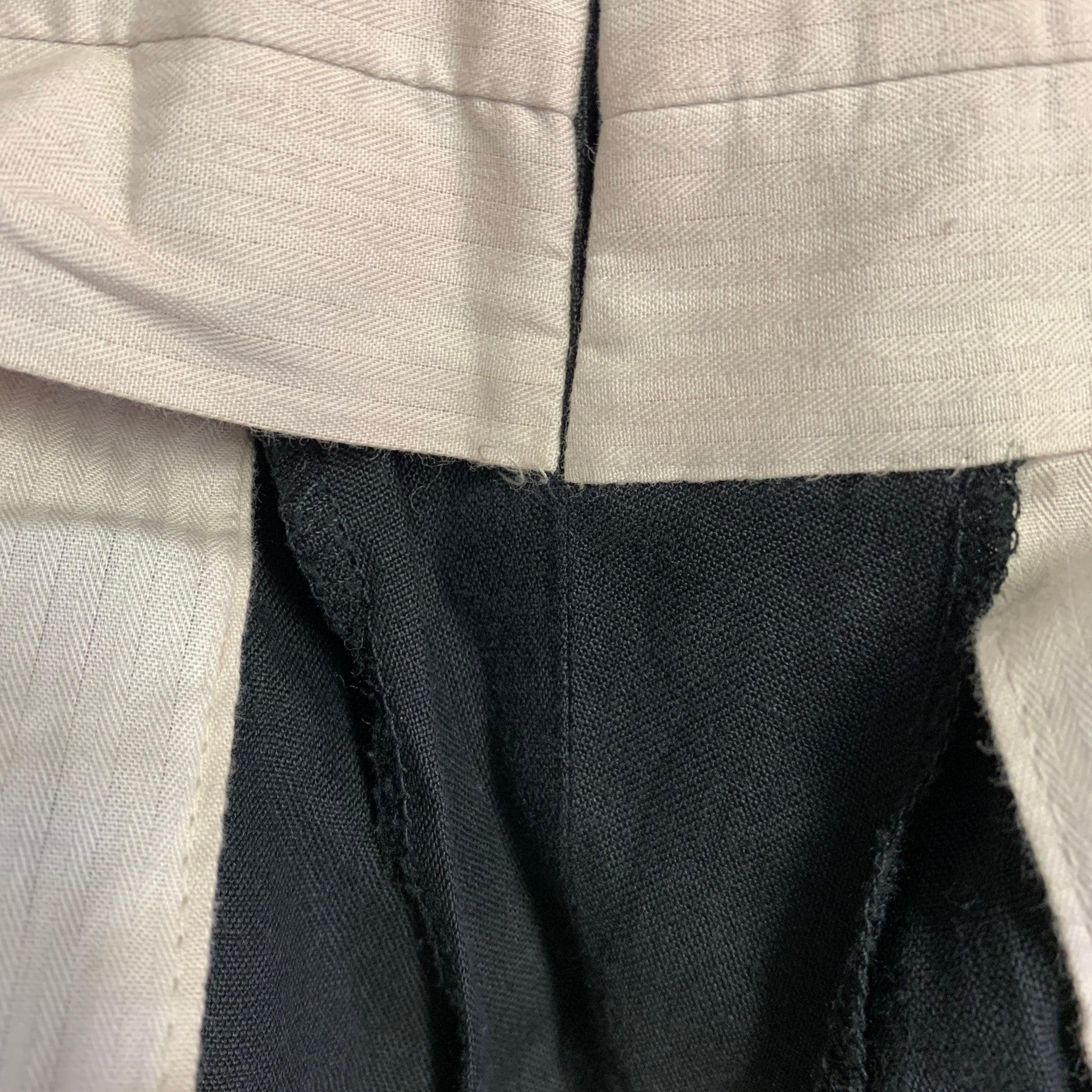 Uomo GIORGIO ARMANI Vintage Taglia 31 - Pantaloni a pieghe in lino nero con taglio affusolato
