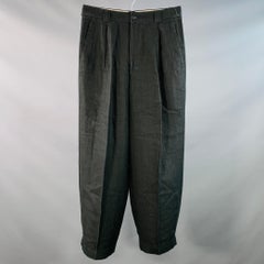 GIORGIO ARMANI Vintage Größe 31 Schwarz Leinen Plissee konisch zulaufende Kleiderhosen