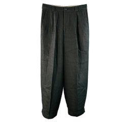 Giorgio Armani Vintage Taille 31 Pantalon habillé plissé en lin noir