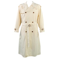 GIORGIO ARMANI Vintage Size L Cream Cotton Oversized Belted Trenchcoat
