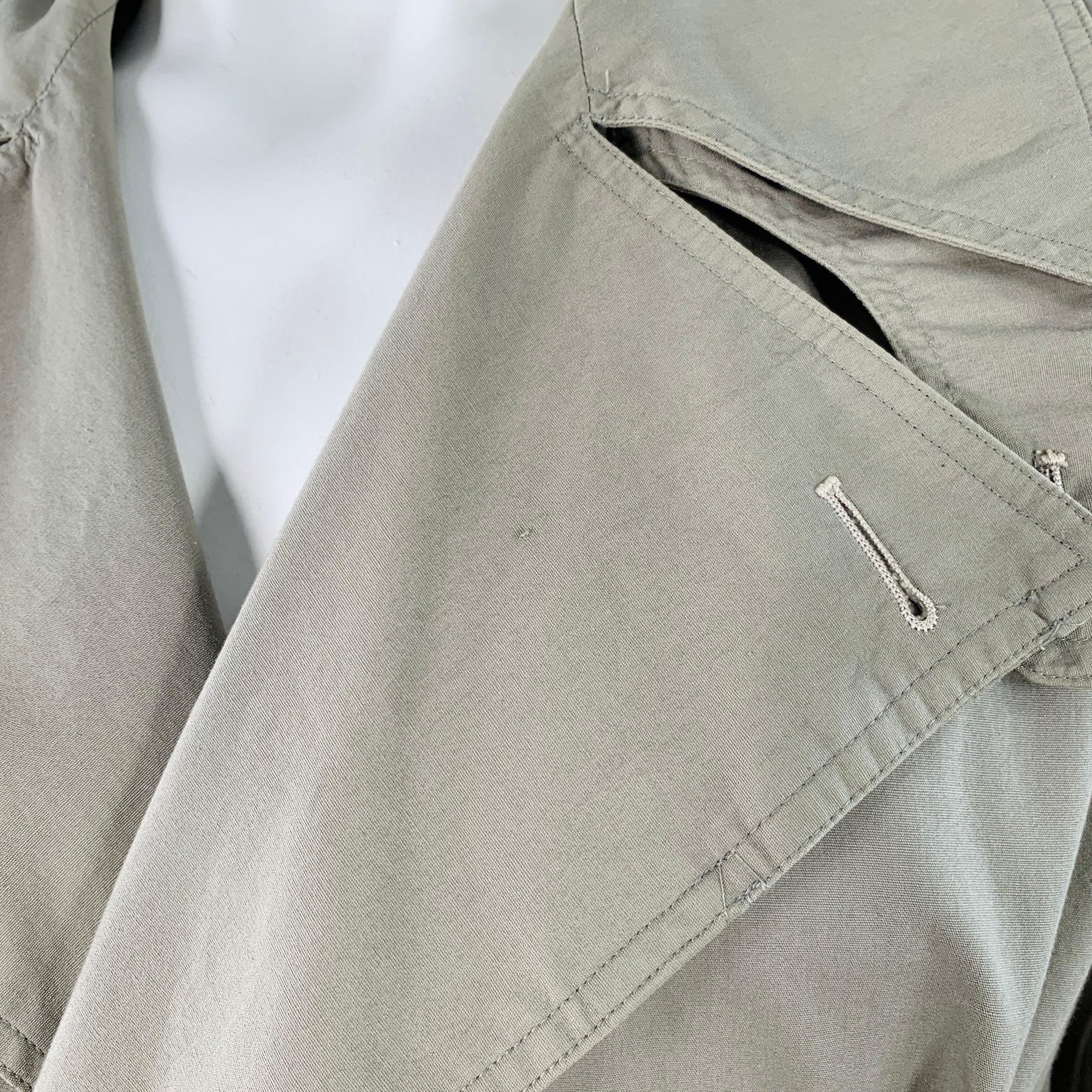 GIORGIO ARMANI Vintage Taglia L Trench in cotone kaki con cintura aperta sul davanti in vendita 2