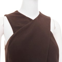 GIORGIO ARMANI Vintage wool longline cutout shoulder crossover vest top IT42 M