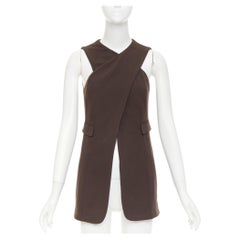 GIORGIO ARMANI Vintage wool longline cutout shoulder crossover vest top IT42 M