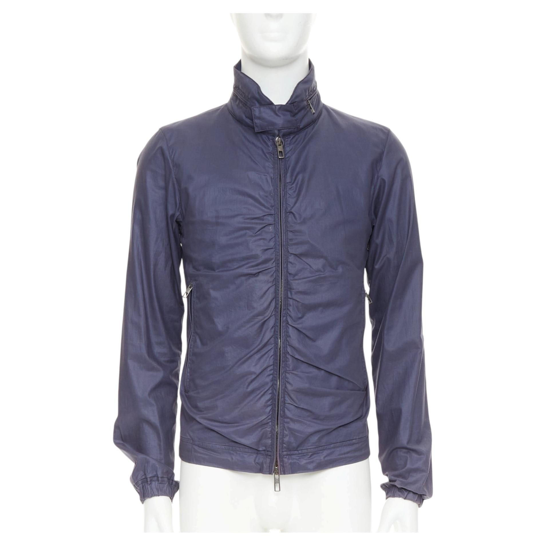 GIORGIO ARMANI water repellent lightweight gathered zip up moto jacket IT46 S