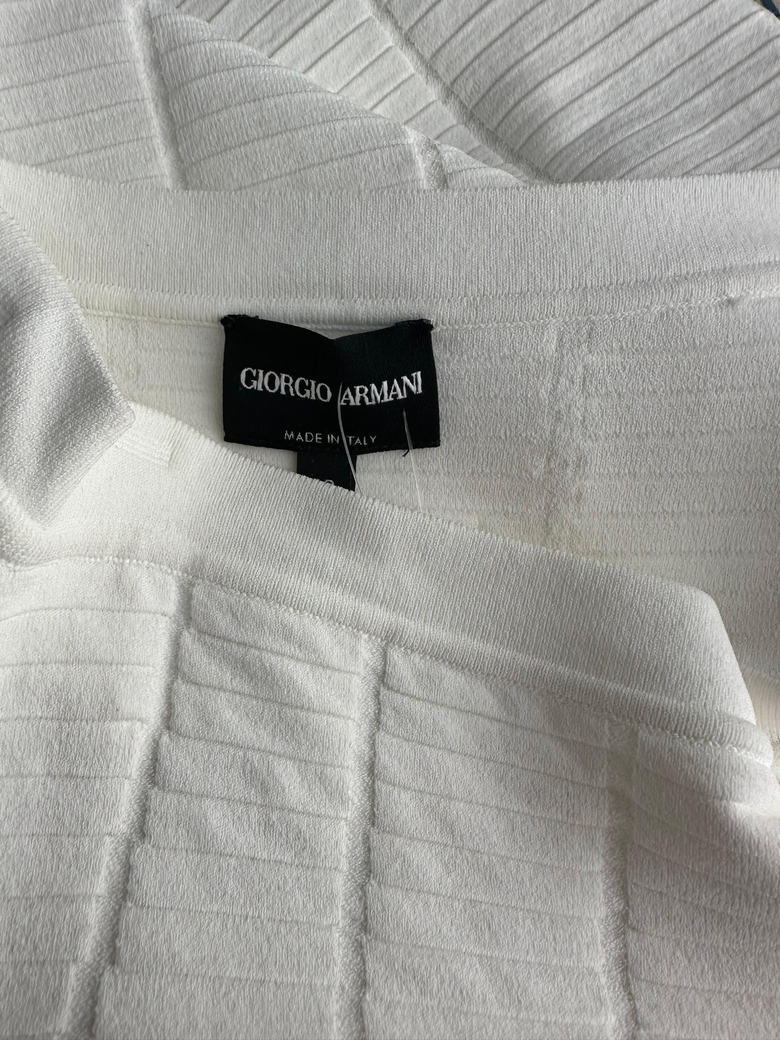 Giorgio Armani White Body Con Ribbed Stretch Pencil Skirt 1990s 40 For Sale 5