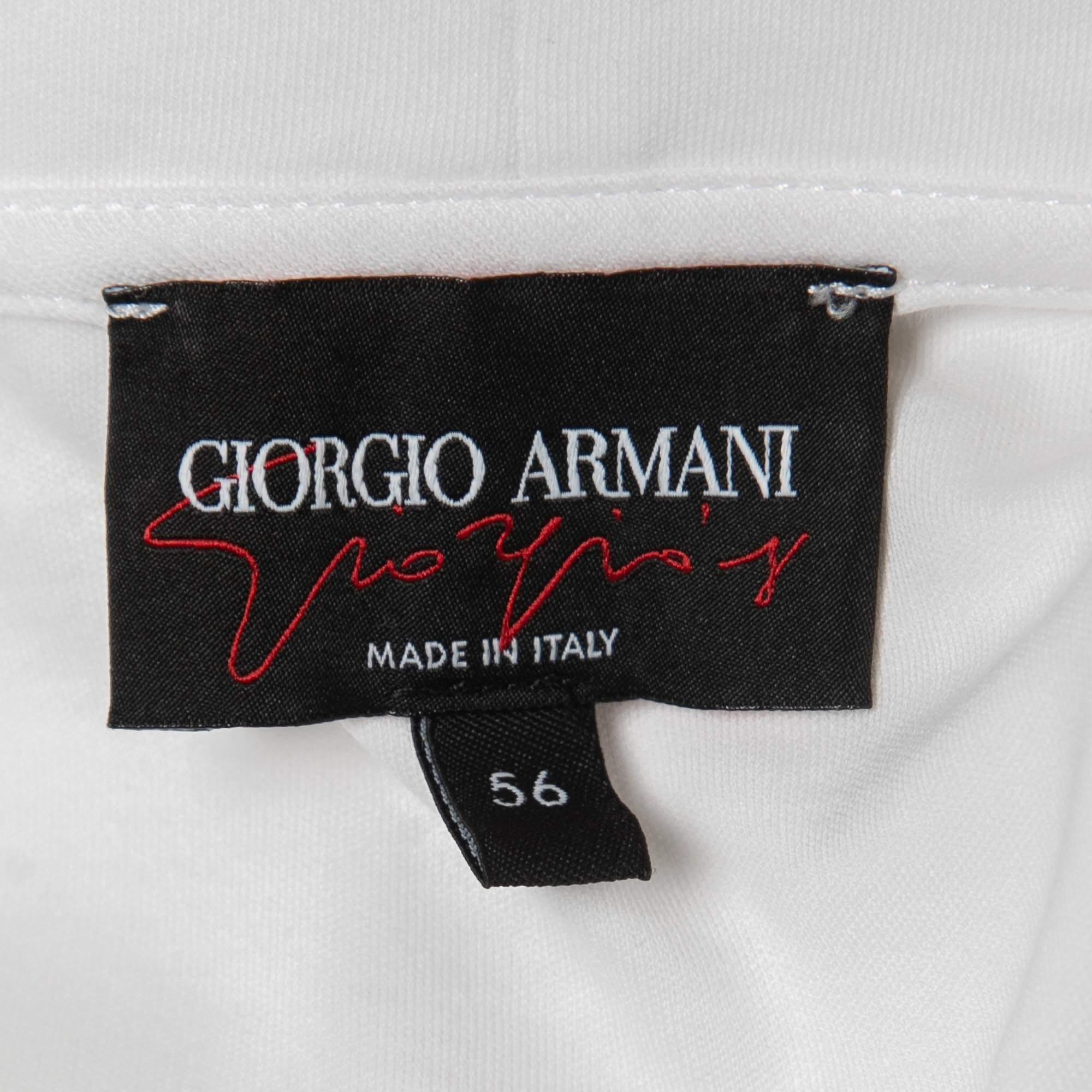 Giorgio Armani White Cotton Signature Logo Detail T-Shirt 3XL In Good Condition For Sale In Dubai, Al Qouz 2