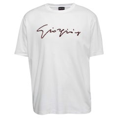 Giorgio Armani White Cotton Signature Logo Detail T-Shirt 3XL