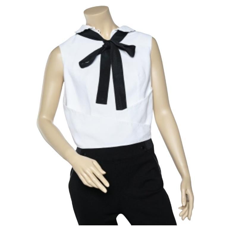 Giorgio Armani Top blanco de algodón sin mangas M