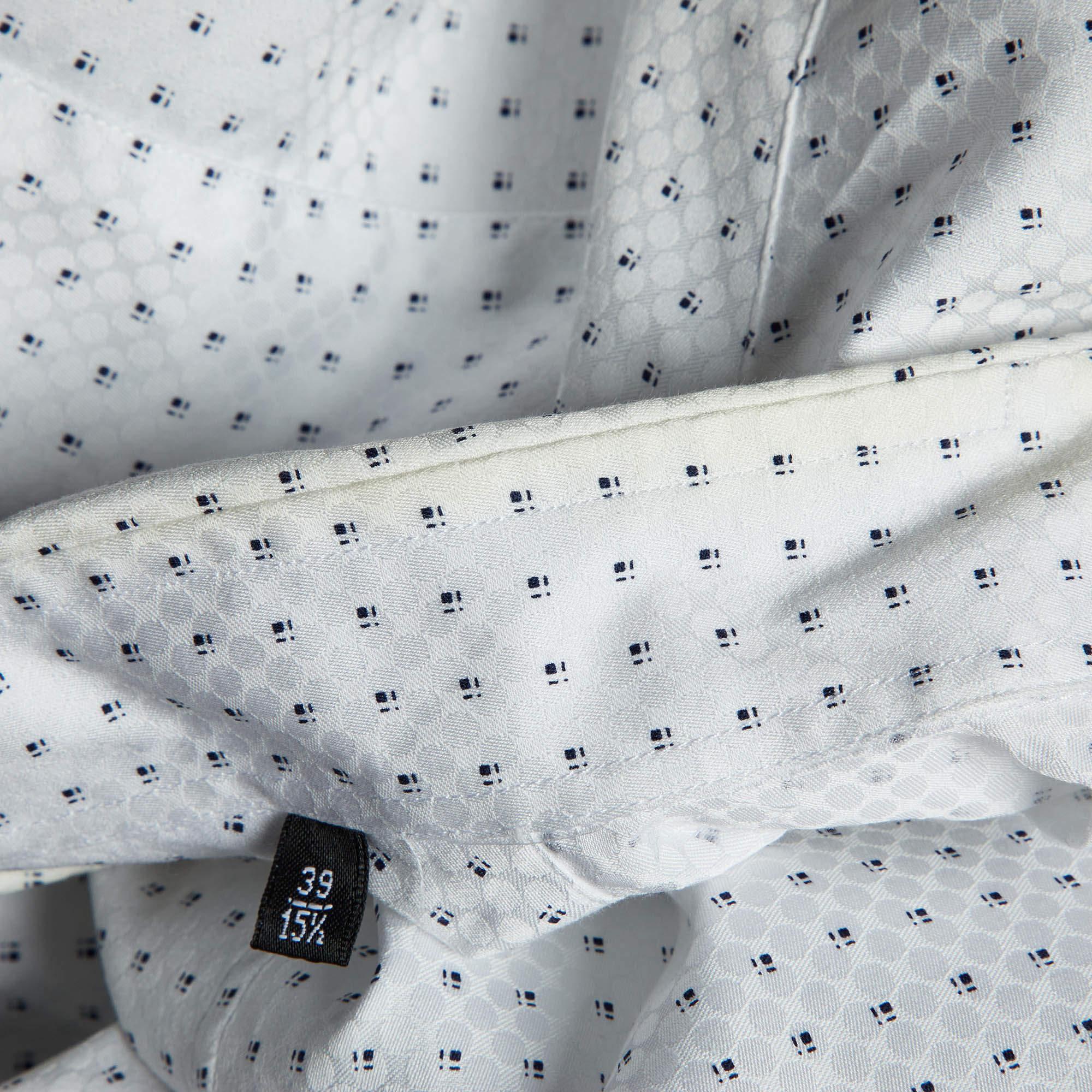 Grigio Giorgio Armani Camicia in cotone a fantasia bianca M. I. in vendita