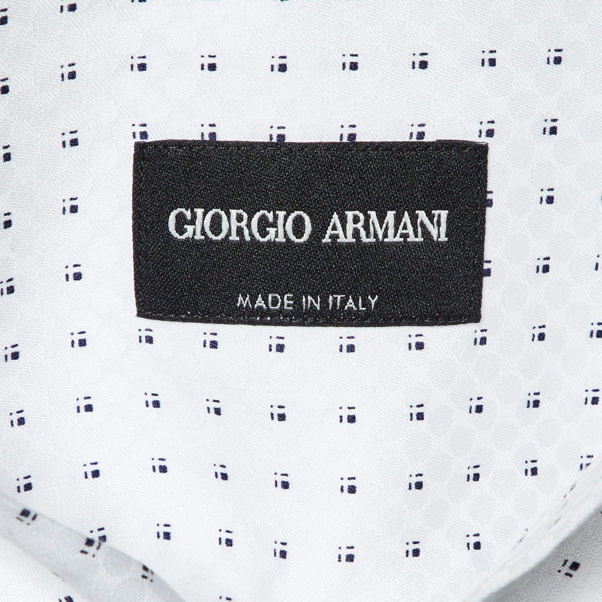 Giorgio Armani Camicia in cotone a fantasia bianca M. I. in vendita 1