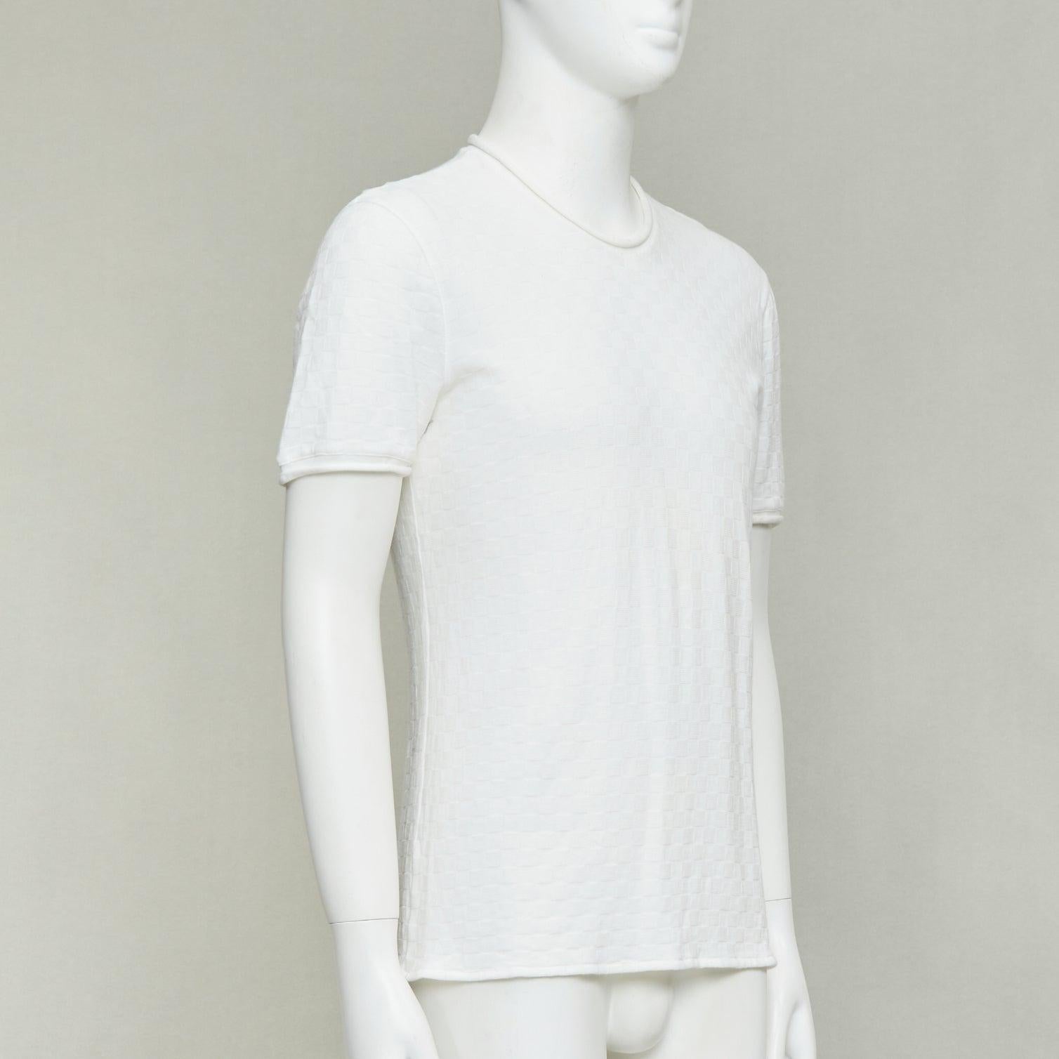 GIORGIO ARMANI jersey de punto a cuadros blanco con dobladillo enrollado IT52 XL Gris en venta