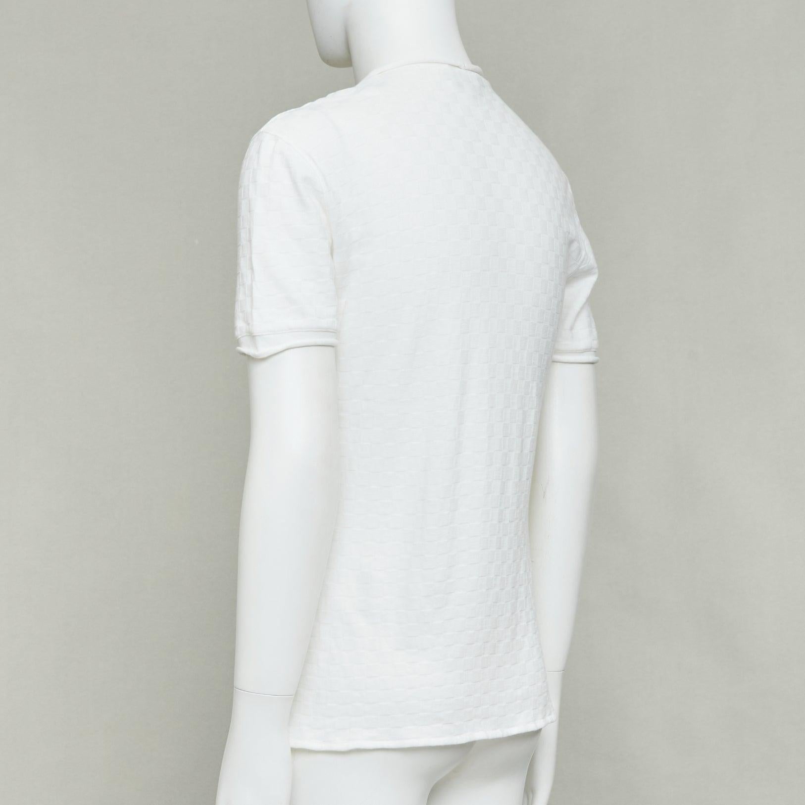 GIORGIO ARMANI jersey de punto a cuadros blanco con dobladillo enrollado IT52 XL en venta 1