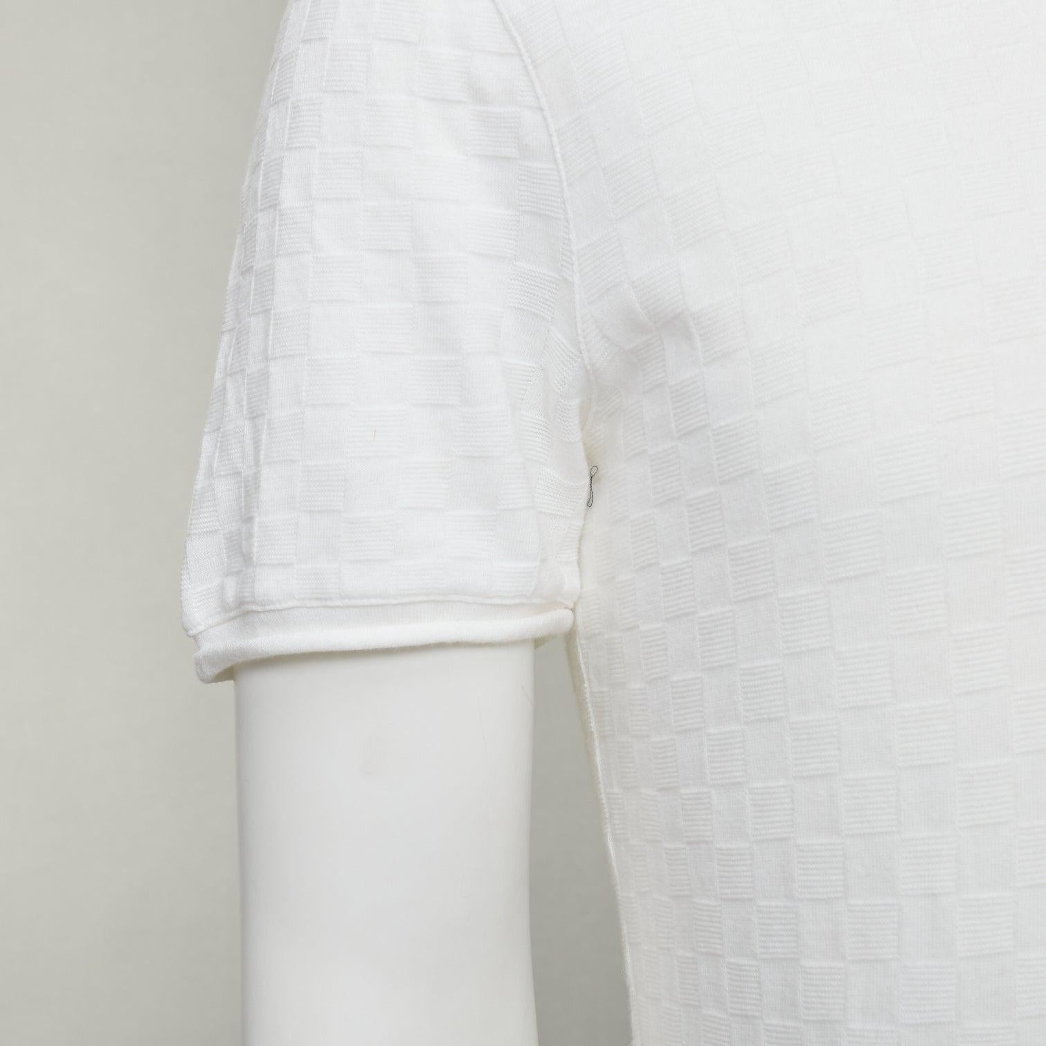 GIORGIO ARMANI jersey de punto a cuadros blanco con dobladillo enrollado IT52 XL en venta 2