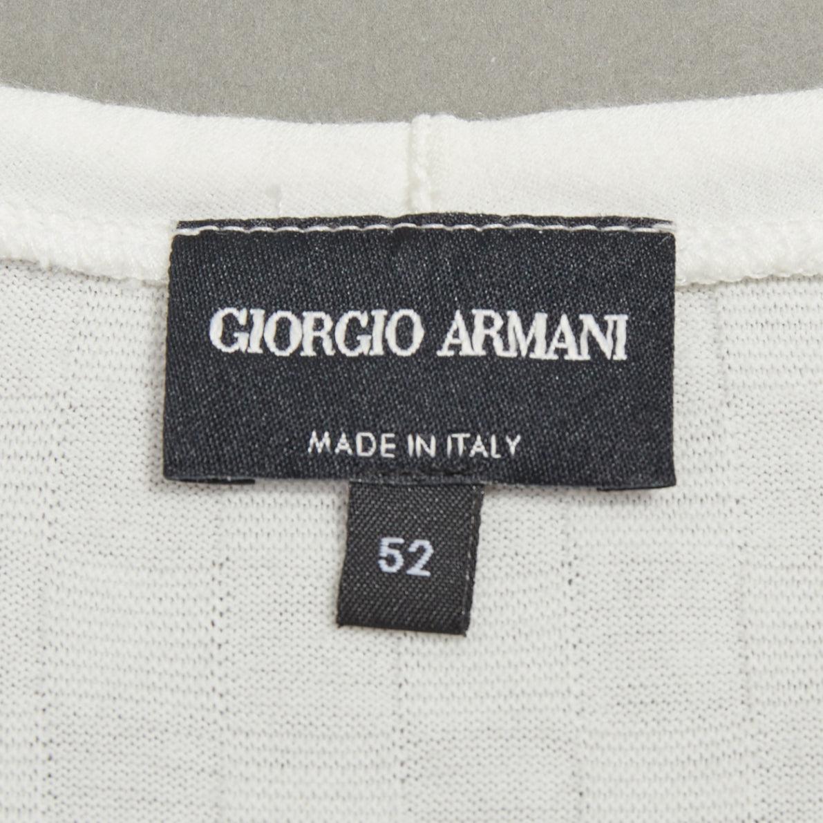 GIORGIO ARMANI jersey de punto a cuadros blanco con dobladillo enrollado IT52 XL en venta 3