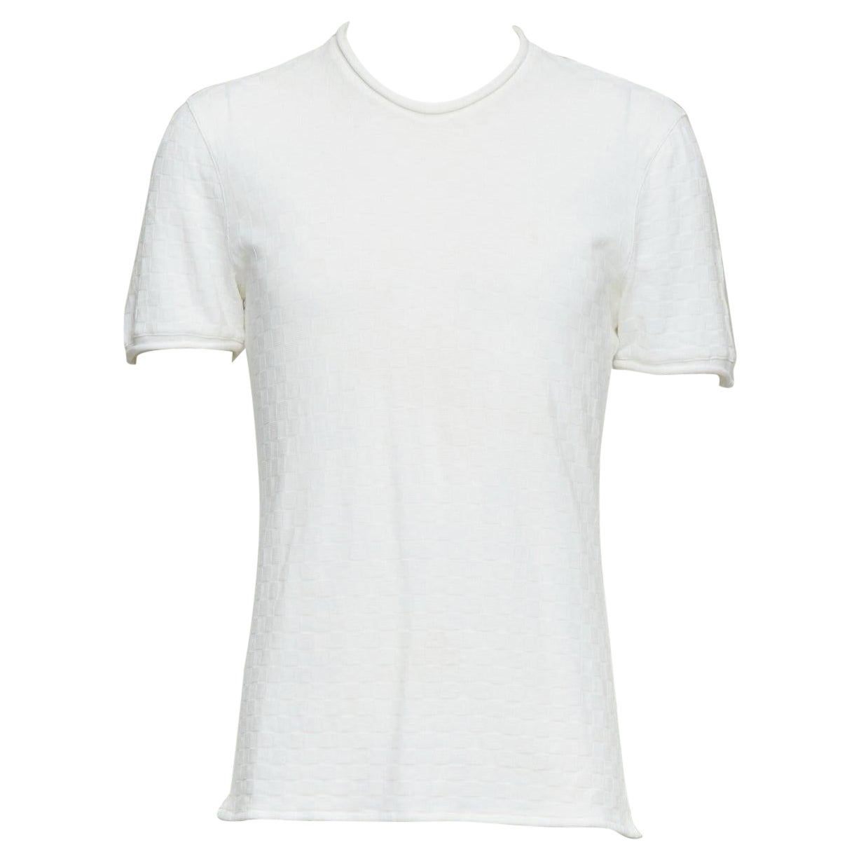 GIORGIO ARMANI jersey de punto a cuadros blanco con dobladillo enrollado IT52 XL en venta