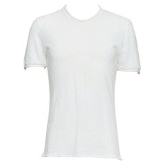 GIORGIO ARMANI white rolled hem checkered knit pullover top IT52 XL