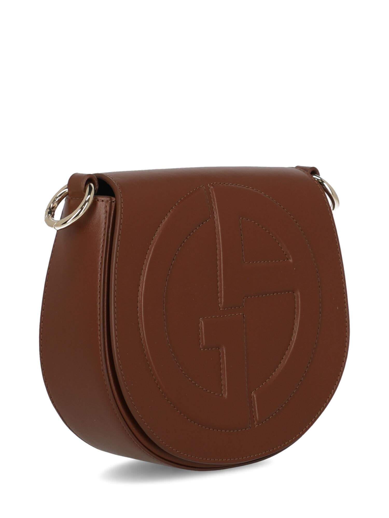 Giorgio Armani Woman Shoulder bag Brown Leather For Sale at 1stDibs