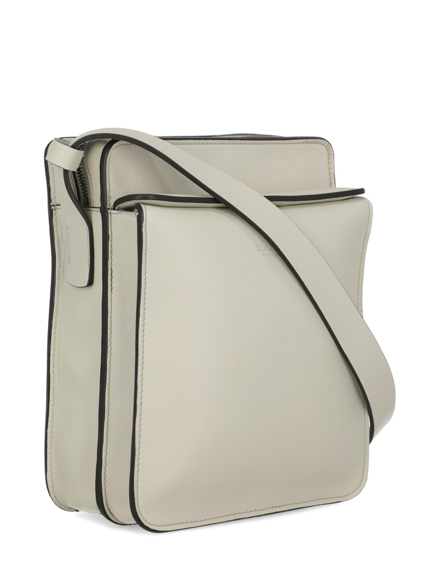 white leather messenger bag