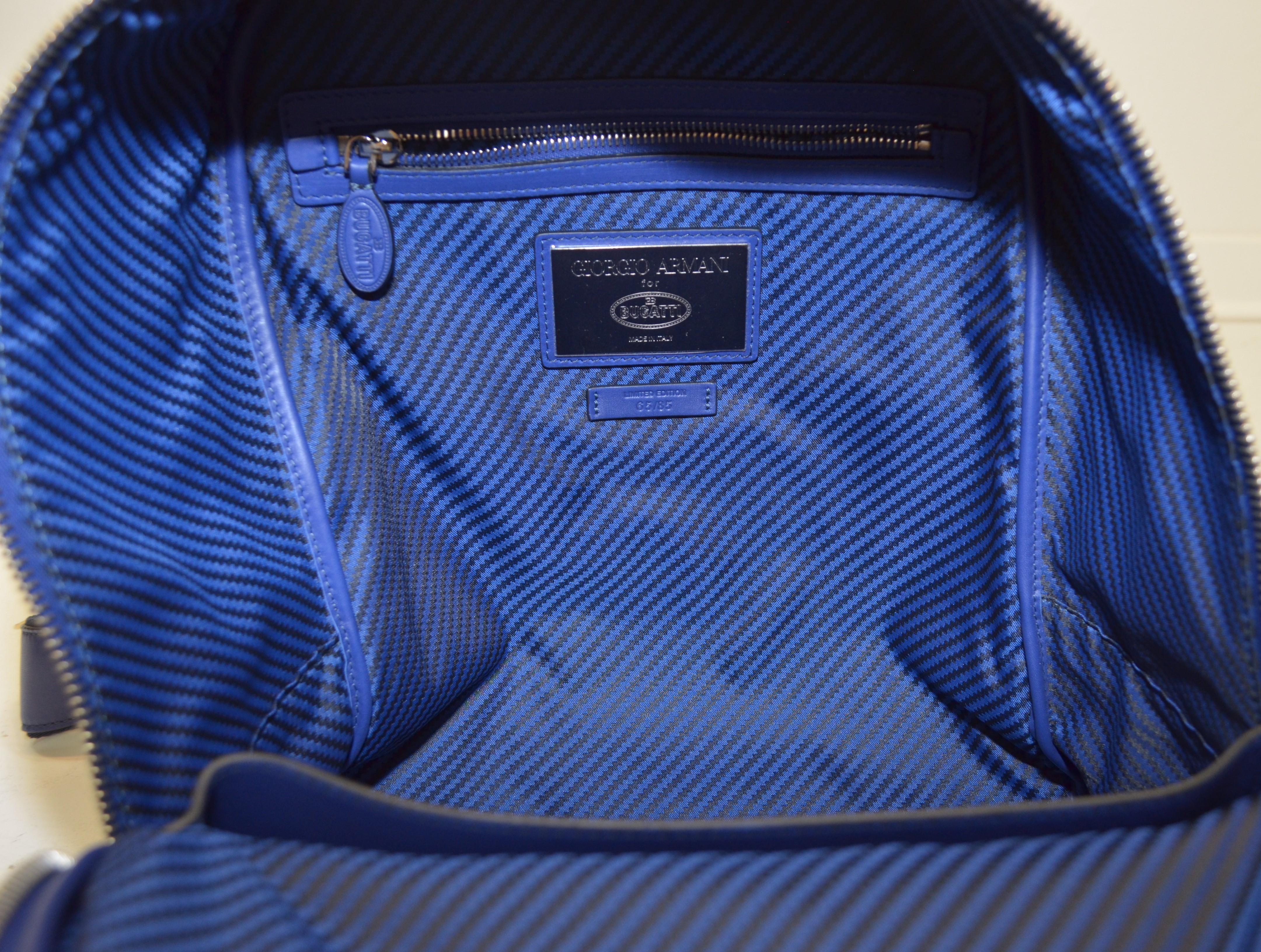 Giorgio Armani x BUGATTI Blue Leather Backpack NWT 1