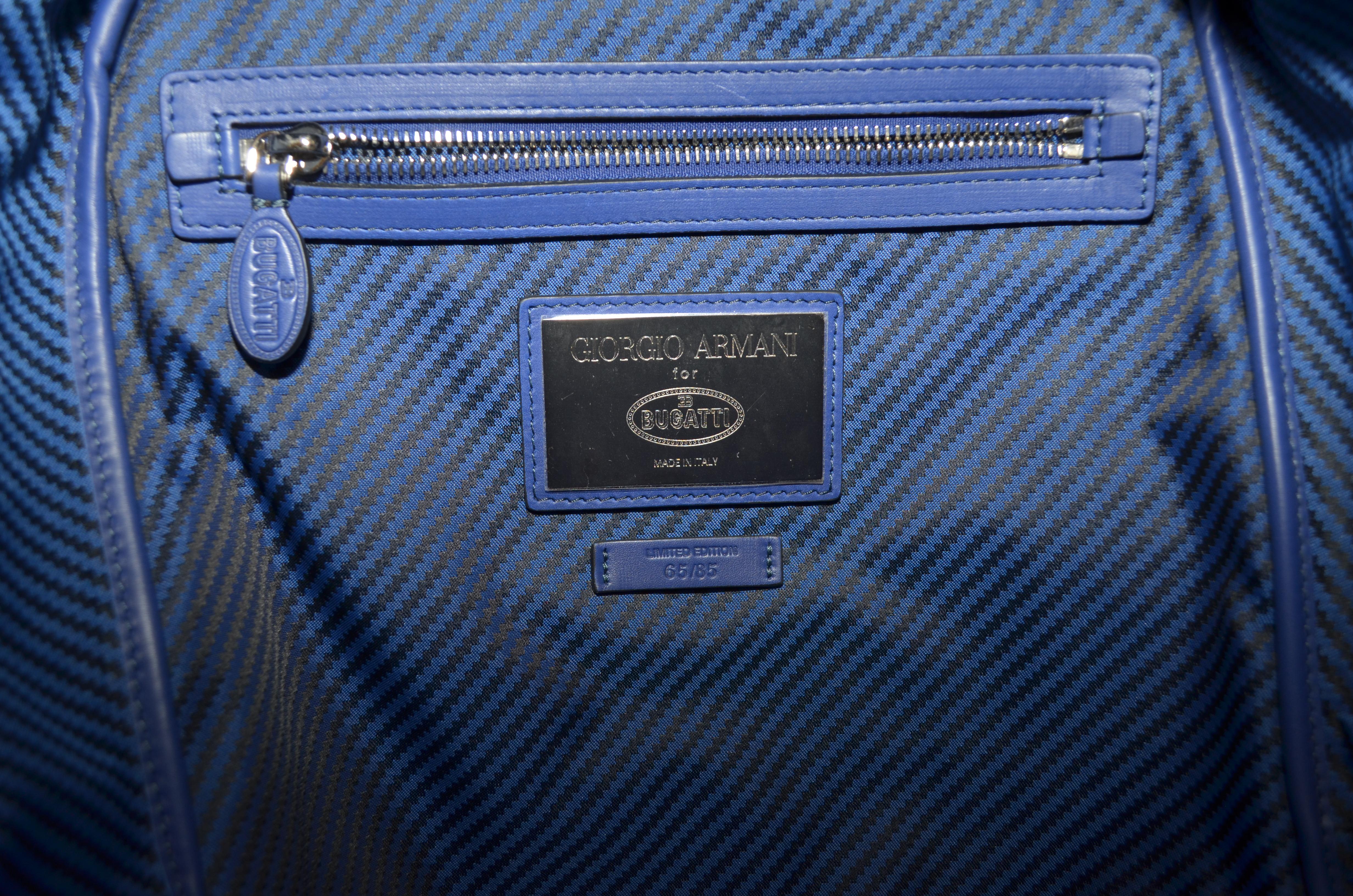 Giorgio Armani x BUGATTI Blue Leather Backpack NWT 2
