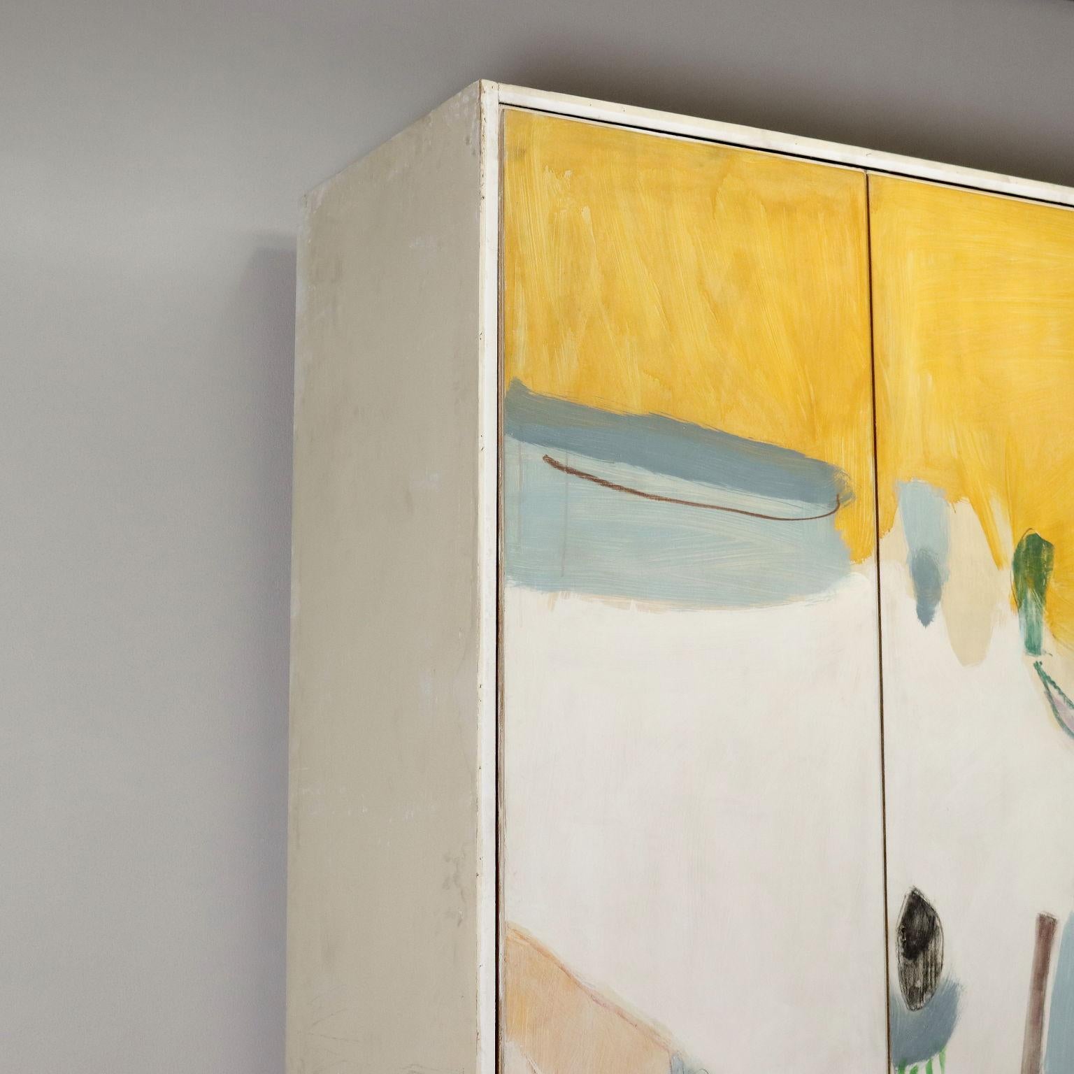 Painted decoration of wardrobe doors, Oil on Wooden Table Italy XX Century 2