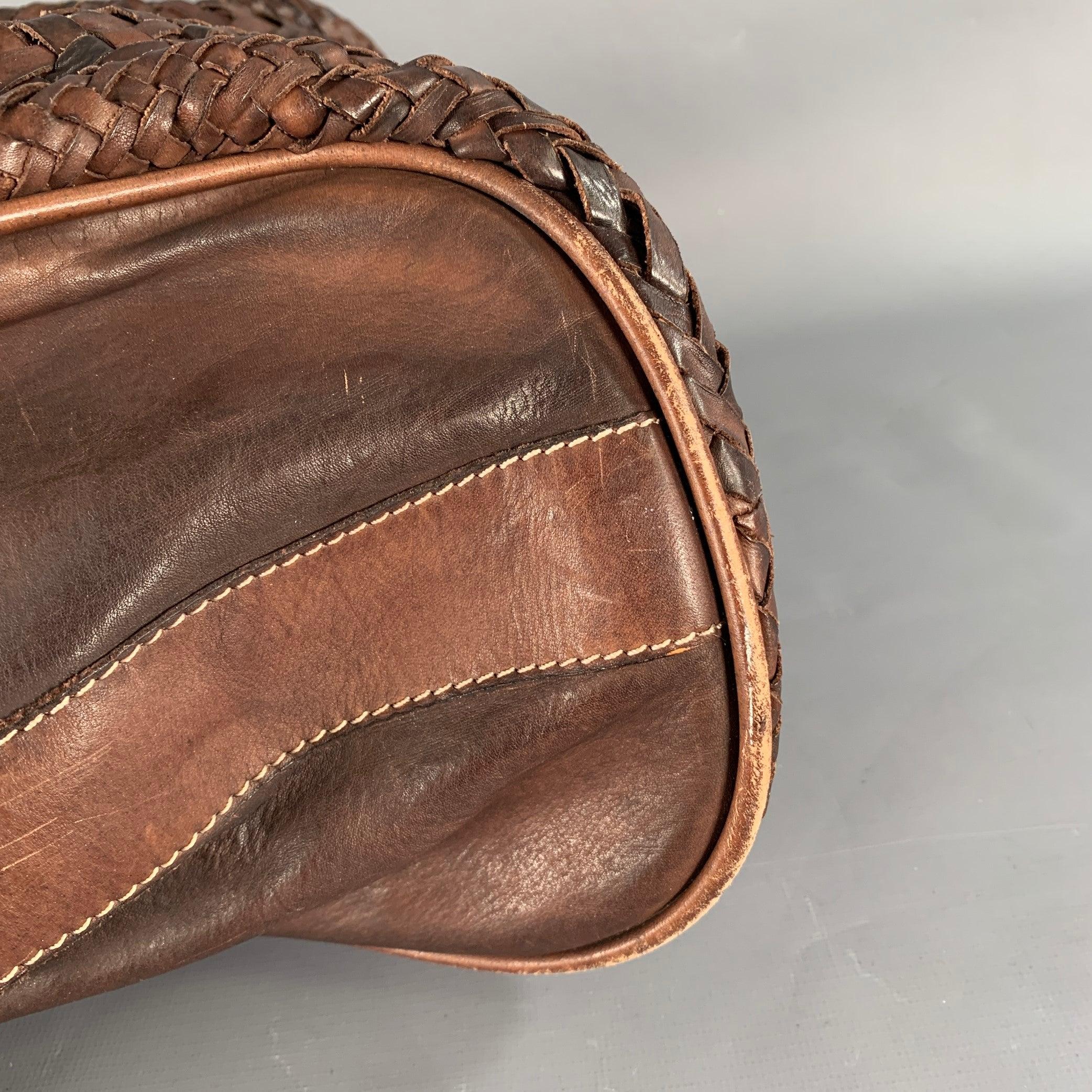 GIORGIO BRATO Brown Woven Leather Tote Handbag For Sale 2