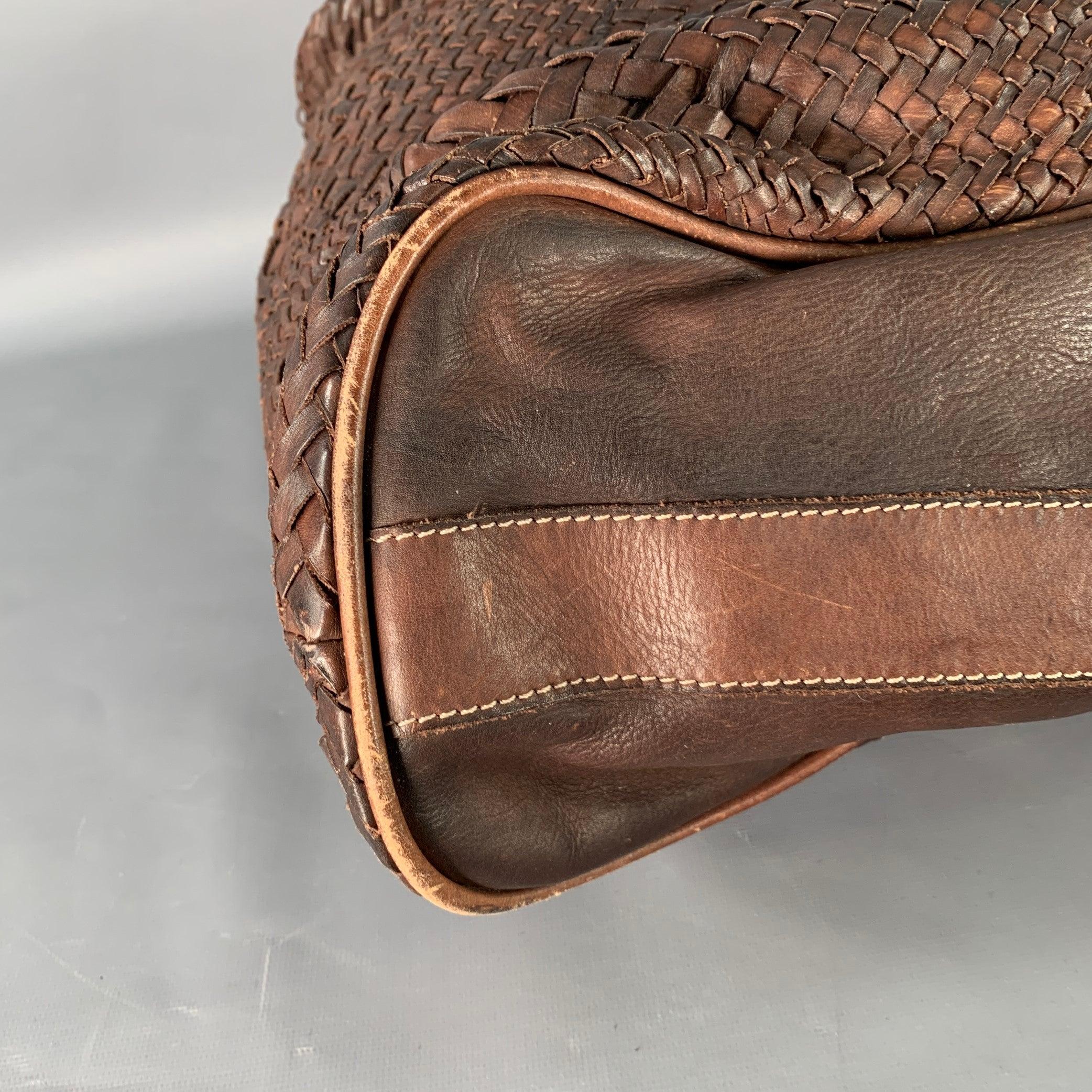 GIORGIO BRATO Brown Woven Leather Tote Handbag For Sale 3