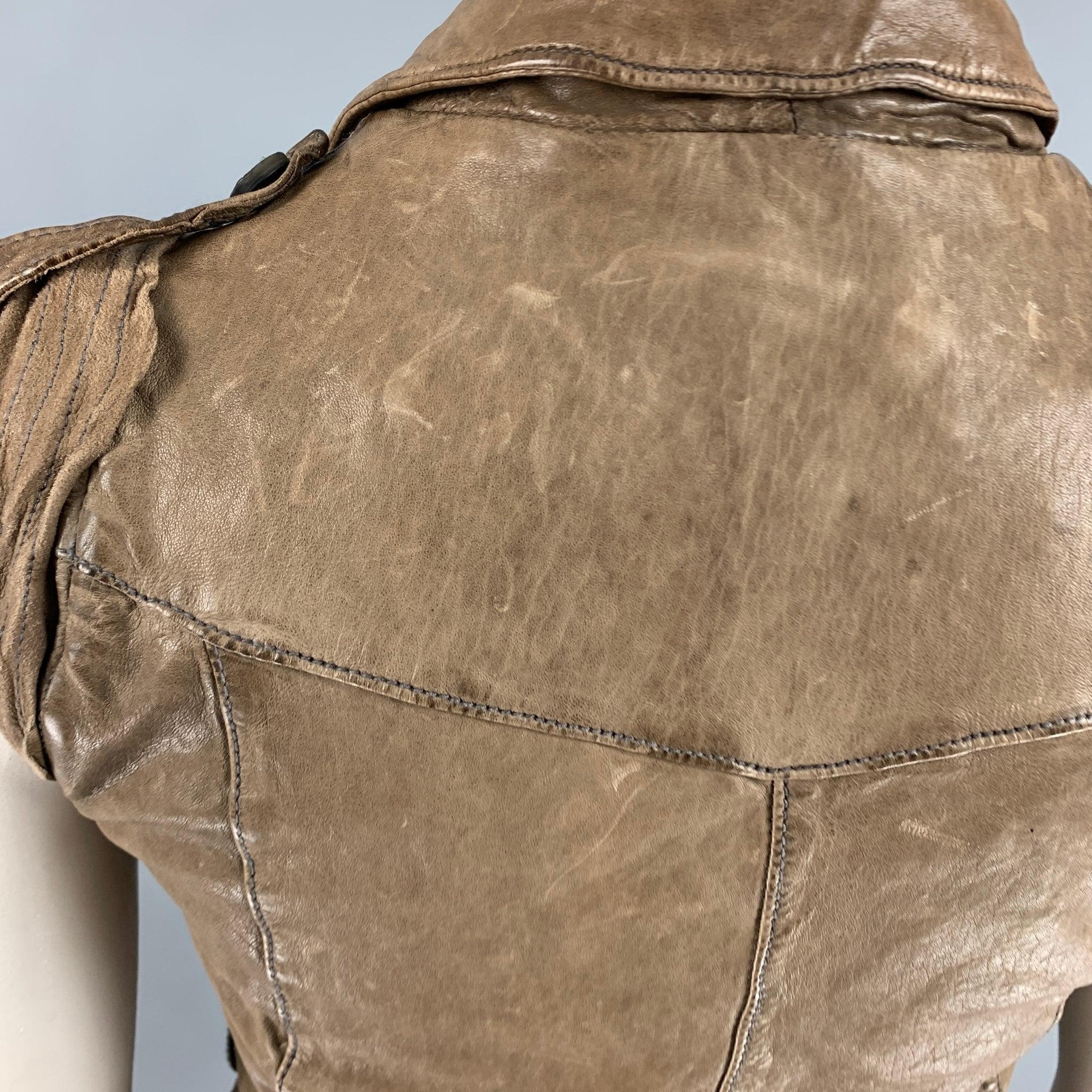 De las mujeres GIORGIO BRATO Chaleco con cinturón de piel envejecida marrón topo talla 10 en venta