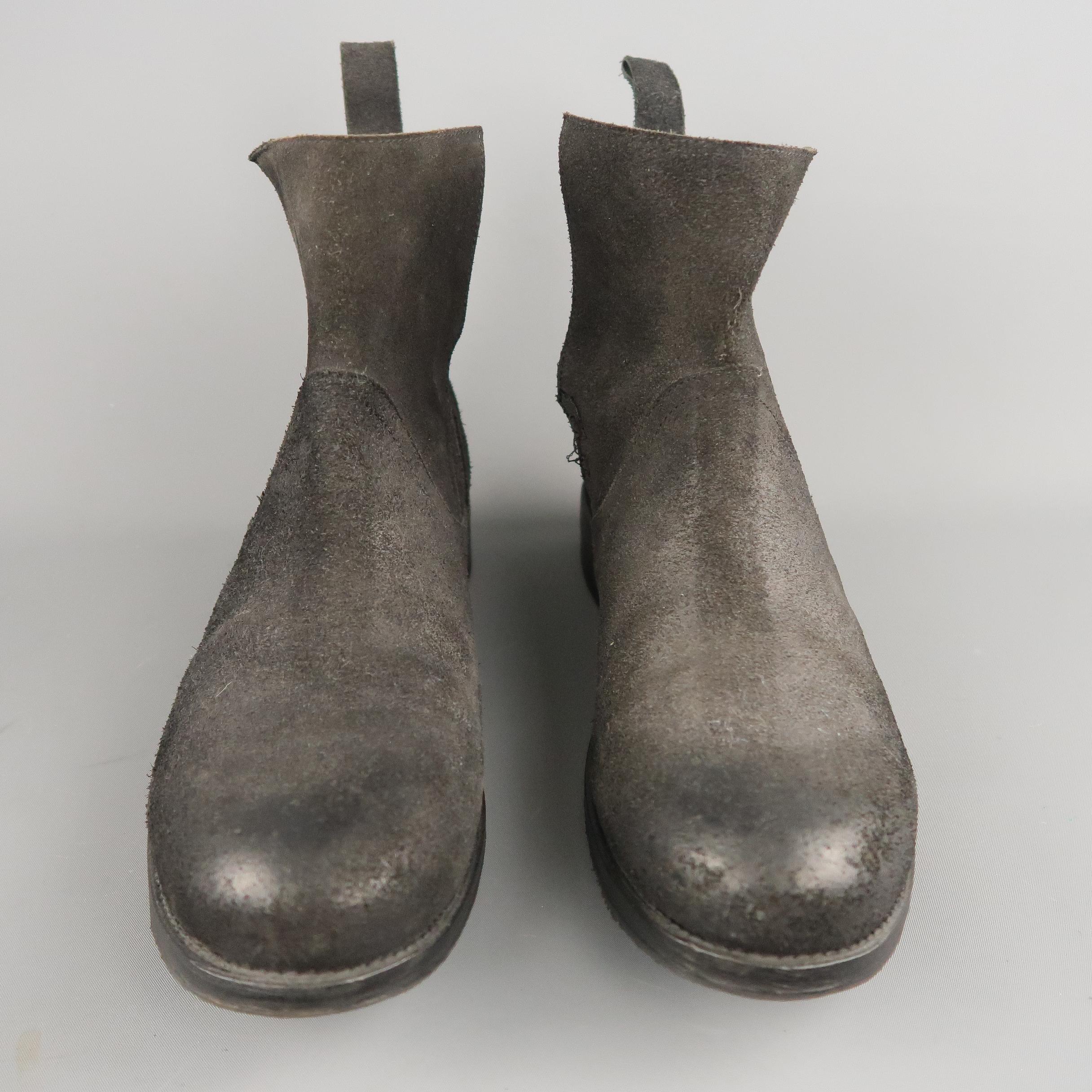 Men's GIORGIO BRATO Size 11 Black Distressed Textured Suede Ankle Boots