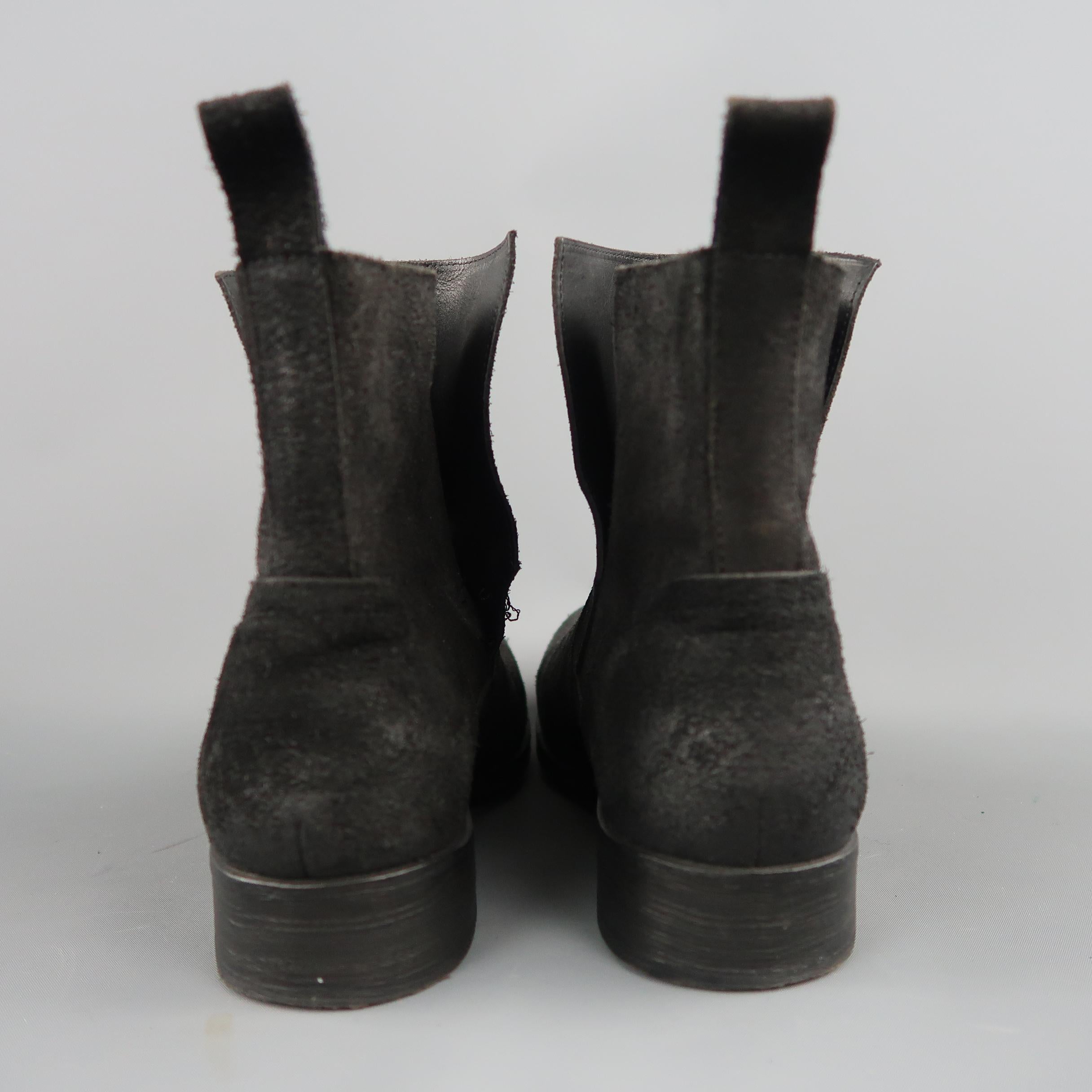 GIORGIO BRATO Size 11 Black Distressed Textured Suede Ankle Boots 2