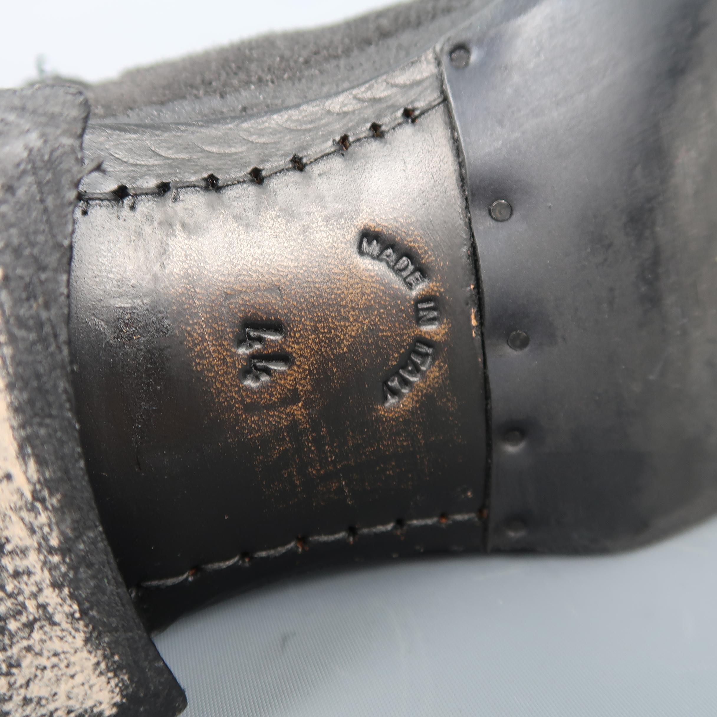 GIORGIO BRATO Size 11 Black Distressed Textured Suede Ankle Boots 4