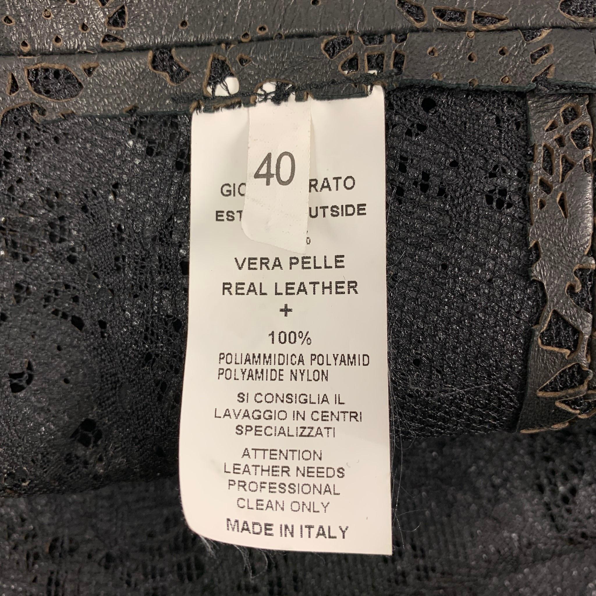 GIORGIO BRATO Size 4 Black Lace Perforated Zip Up Jacket Blazer 1