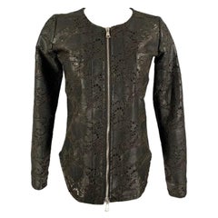 GIORGIO BRATO Taglia 4 Giacca Blazer in pizzo nero con zip traforata