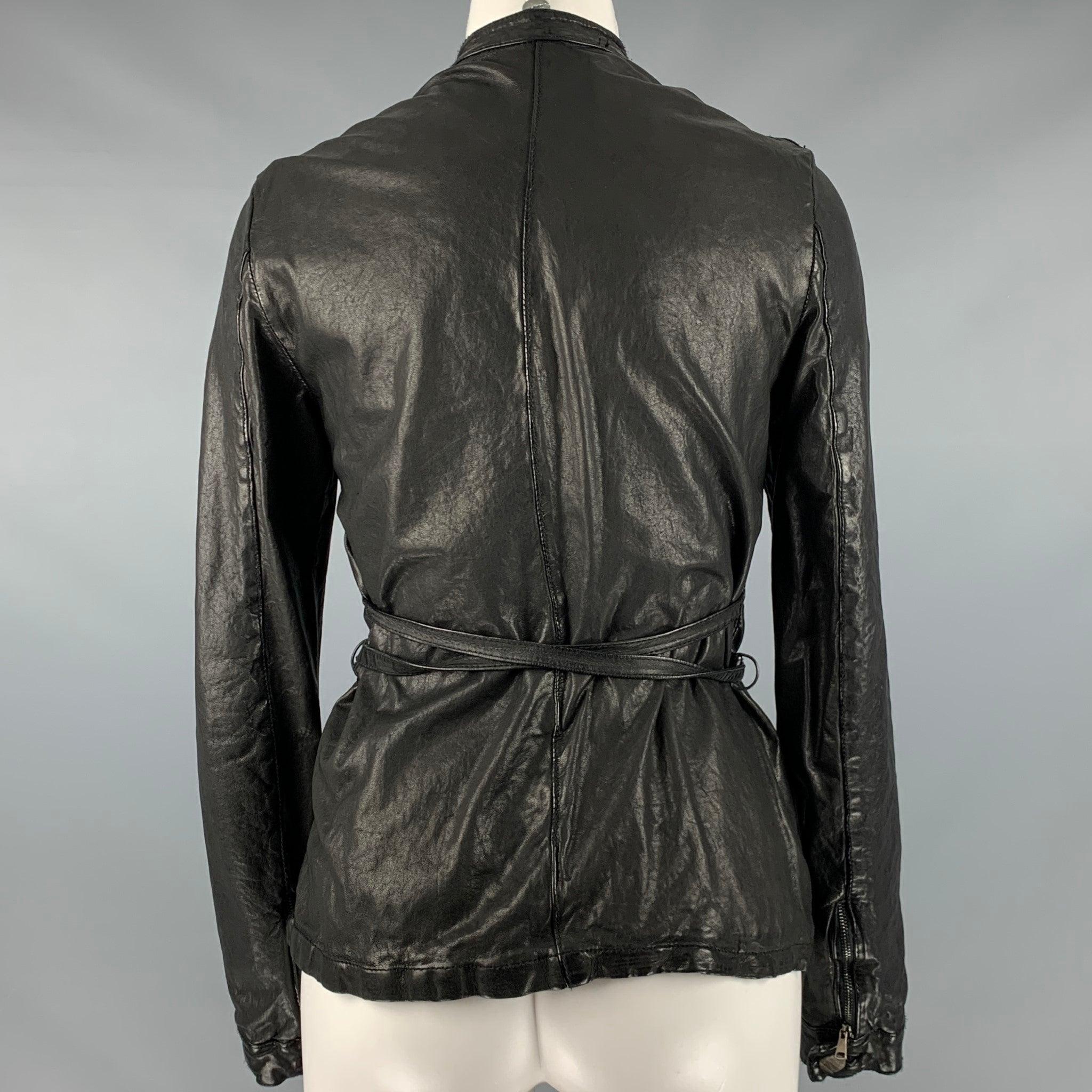 Women's GIORGIO BRATO Size 4 Black Leather Button Up Jacket For Sale
