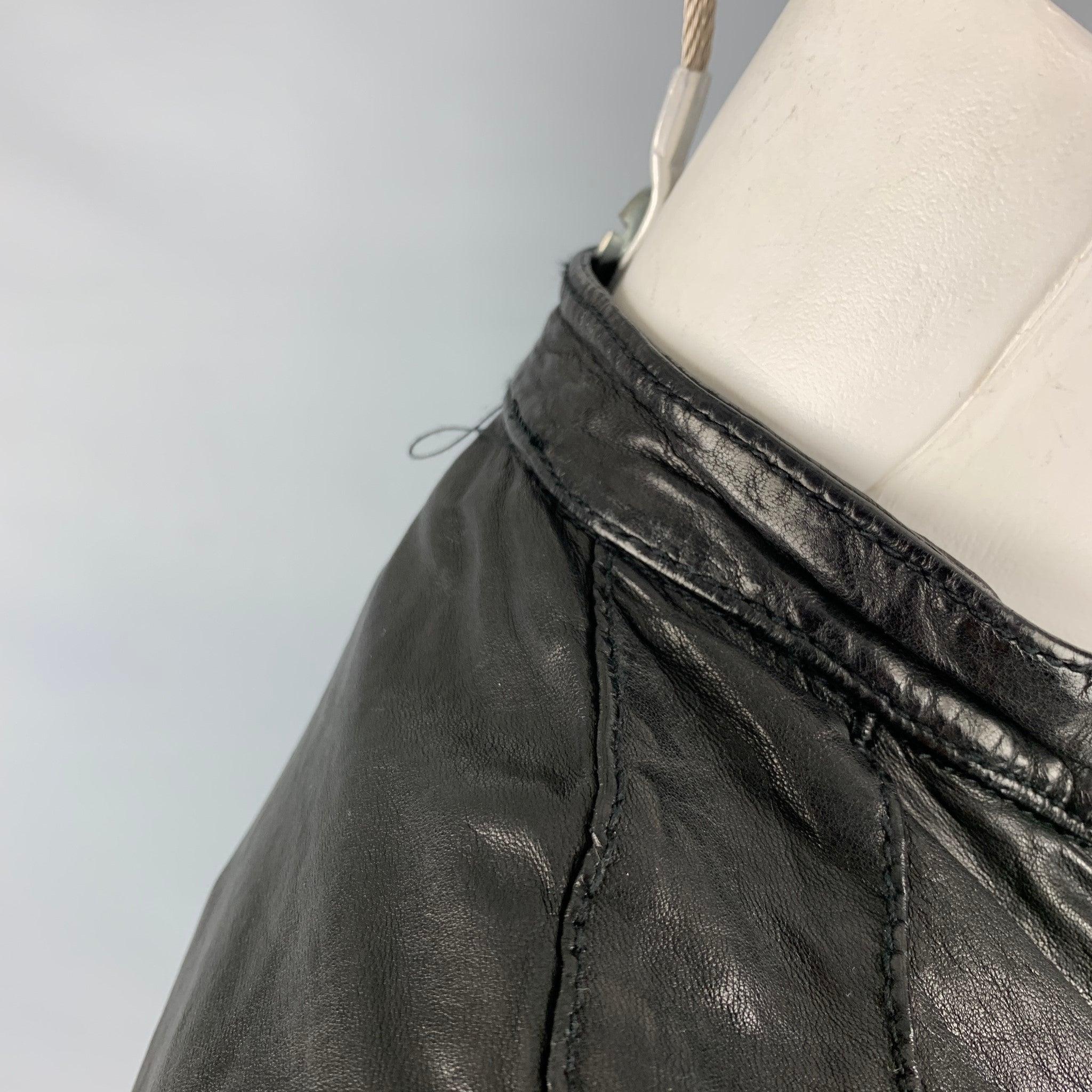 GIORGIO BRATO Size 4 Black Leather Button Up Jacket For Sale 2