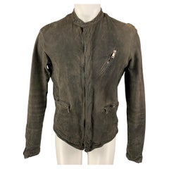 GIORGIO BRATO Size 40 Charcoal Distressed Zip Up Jacket